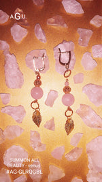 Load image into Gallery viewer, SUMMON ALL BEAUTY - VENUS - rose quartz earrings-filigree
