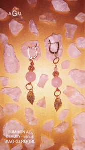 SUMMON ALL BEAUTY - VENUS - rose quartz earrings-filigree