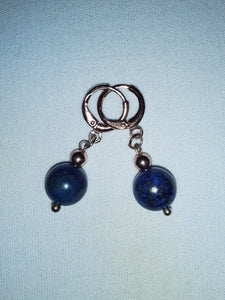 BLUE HUES -  drop earrings - antiquated rose gold - huggies