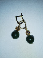 Load image into Gallery viewer, LOBES OF JADE - jade earrings - gold
