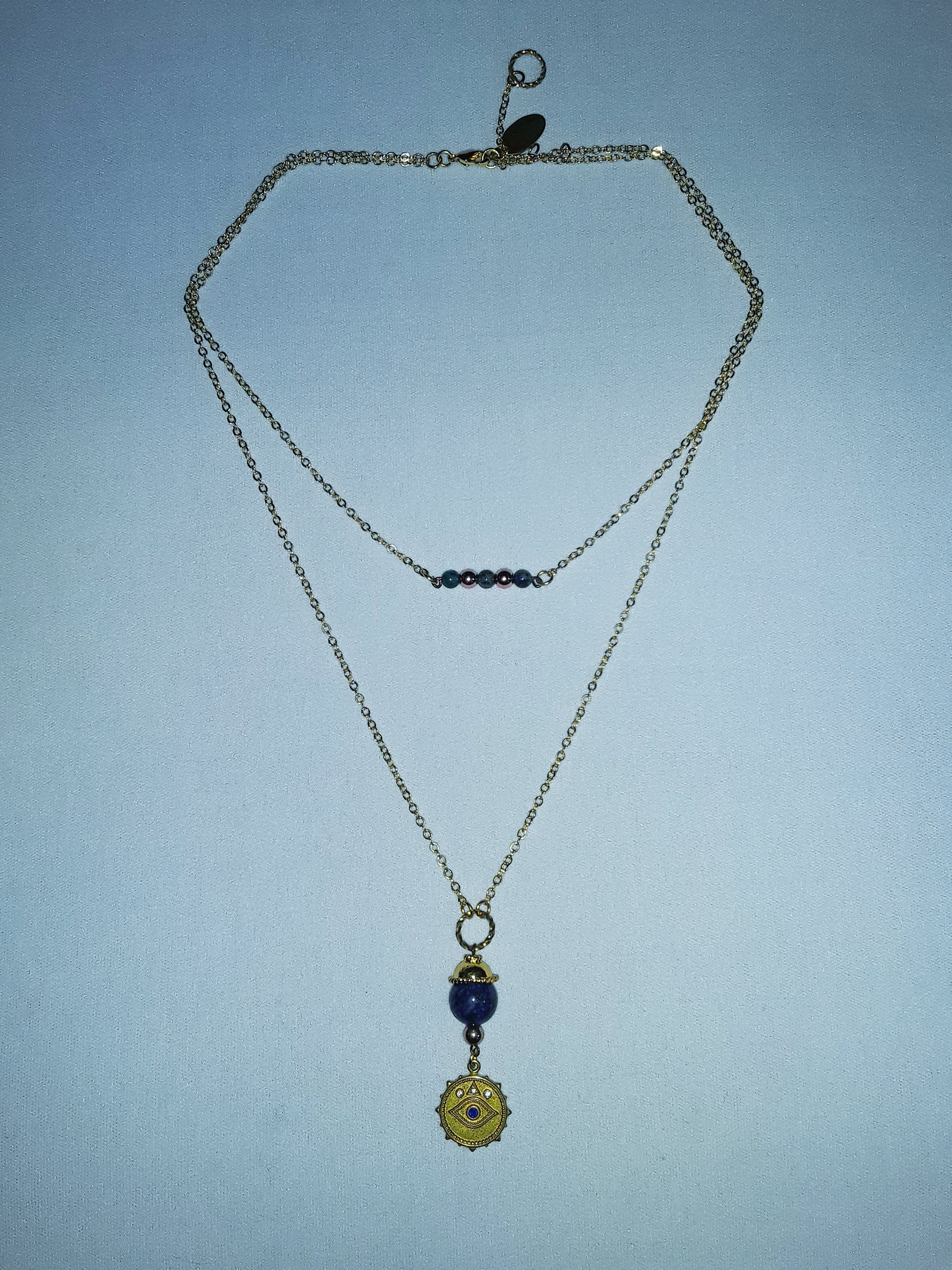 THE EYES HAVE IT - layered necklace - blue pave