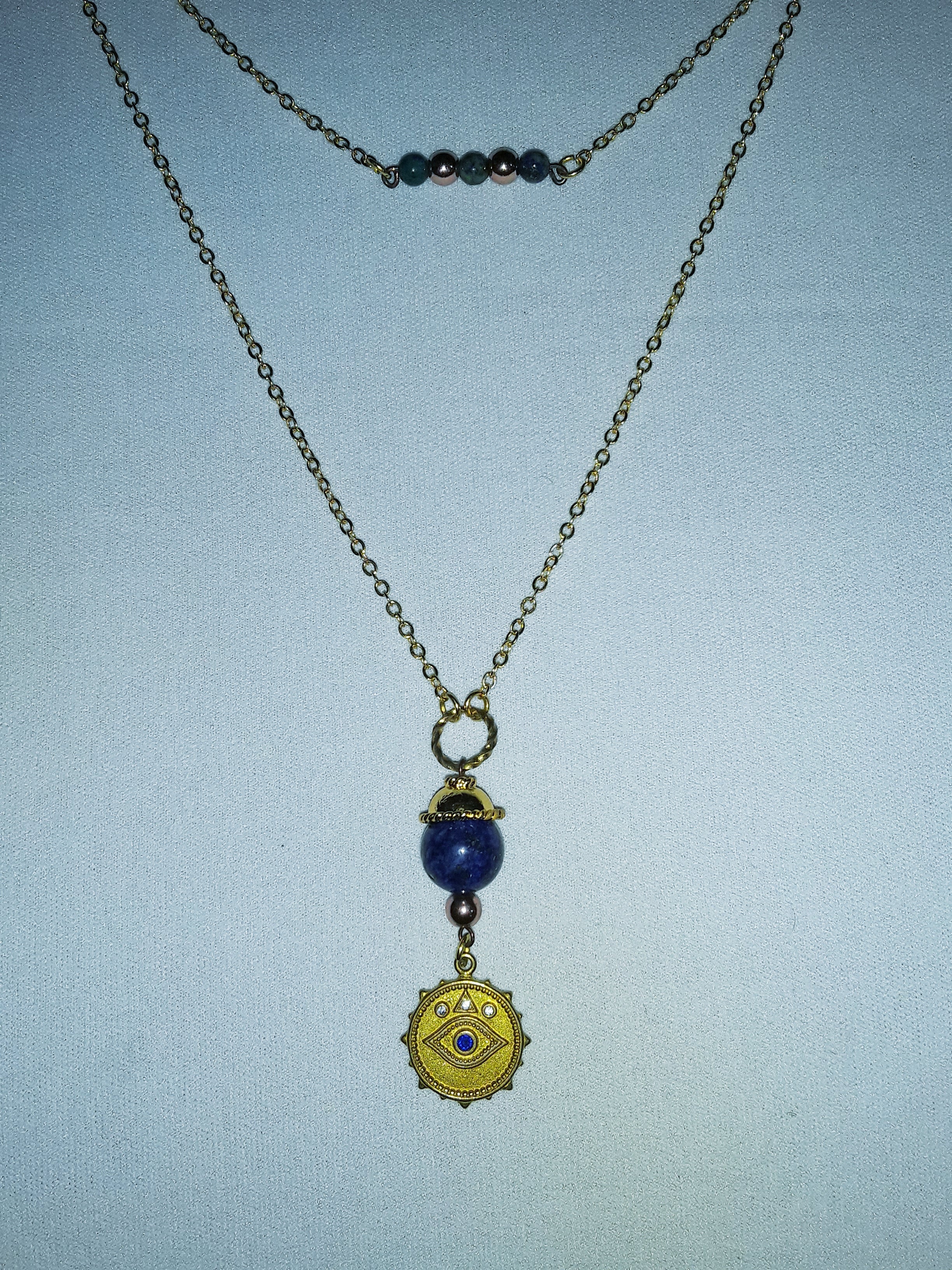 THE EYES HAVE IT - layered necklace - blue pave