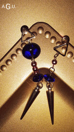 Load image into Gallery viewer, TRUE BLUE MAGIC WOMAN - earrings - blue glass
